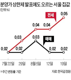 분양가 상한제 방침에도…서울 집값 상승세 지속