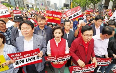 장외로 나온 한국당 "조국 사퇴하라"