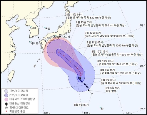 태풍 북상에 중국·일본 '긴장'…한국 상대적 '여유'