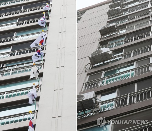 광복절 춘천 태극기 게양률 11.4％로 저조…"비 오는 궂은 날씨"