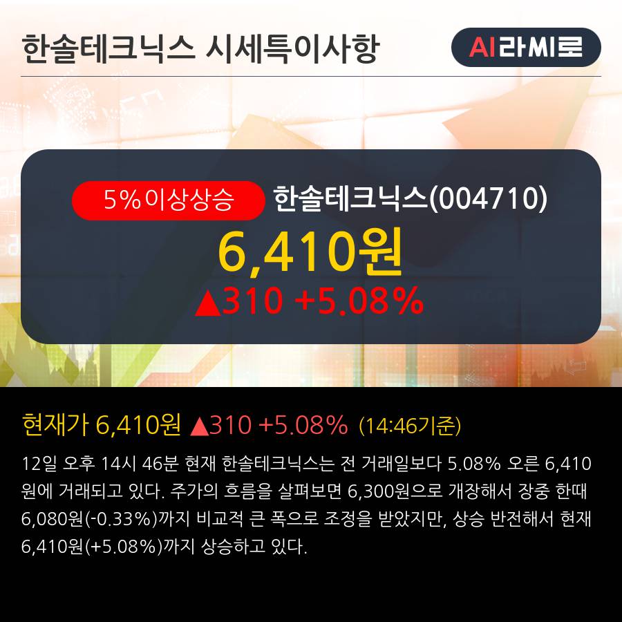 '한솔테크닉스' 5% 이상 상승, 사업 포트폴리오 재편 통한 제2의 도약 기회