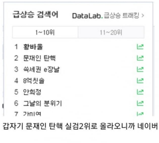 조국 임명 후 '문재인 탄핵' vs '문재인 지지' 실검 '40대가 수상하다?'