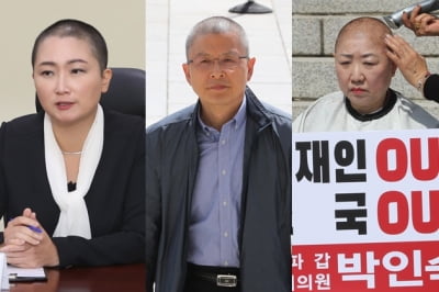 김문수, 눈물의 삭발 "머리밖에 깎을 수 없는 미약함 죄송"…조국 사퇴 촉구