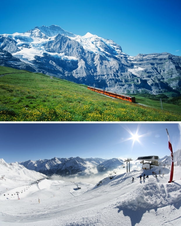 스위스 융프라우 철도(위)와 오스트리아 외츠탈 지역의 죌덴