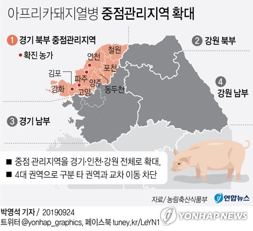 인천서 돼지열병 다섯번째 확진…살처분 등 비상 방역 돌입