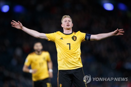 '더브라위너 1골 3도움' 벨기에, 유로예선서 스코틀랜드 완파