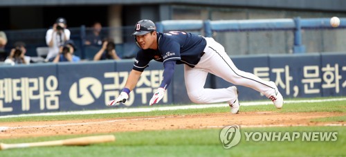 '몸 던지는' 김인태 "부족한 점 많아요…그래서 더 열심히"