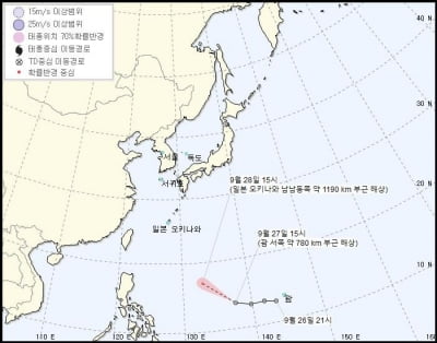 제18호 태풍 미탁 발생, 다음주 영향 예고