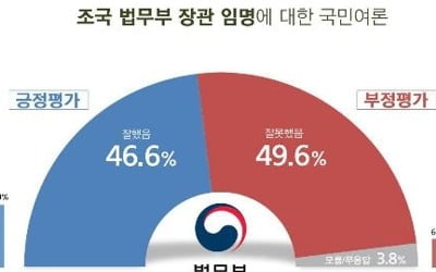 조국 법무부 장관 임명, 잘못했다 50% vs 잘했다 47%