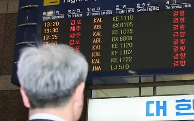 태풍 접근 부산 김해공항 윈드시어 경보…항공기 94편 결항