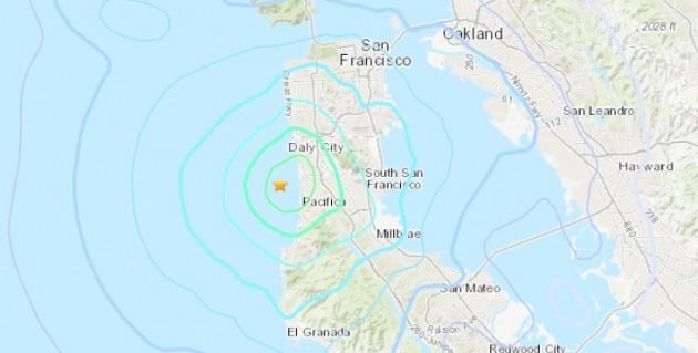 미국 샌프란시스코 인근 규모 3.6 지진 발생 /사진=미 지질조사국 홈페이지 캡처