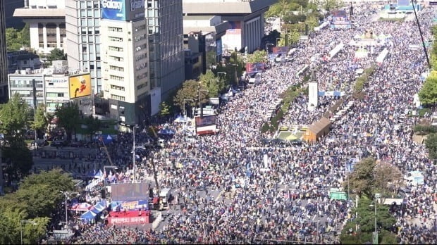 한글날 광화문 보수단체 집회 /사진=조상현 한경닷컴 기자