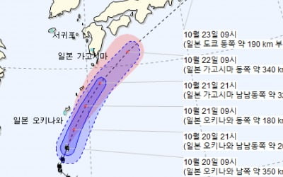 제20호 태풍 '너구리' 일본 향할 듯