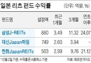 日리츠펀드에 뭉칫돈…올 수익률 19% 육박