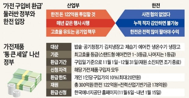 "고효율 가전 사면 10% 환급"…韓電 돈으로 생색 내는 정부