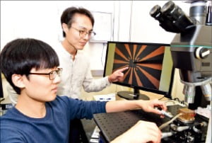 한국표준과학연구원 연구팀이 양자컴퓨터에 쓰일 수 있는 위상물질 나노소자를 실험하고 있다.   한국표준과학연구원 제공 