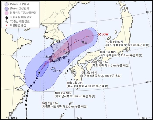 태풍 '미탁' 상륙 빨라져…오늘밤 9∼10시 전남 해안 도착