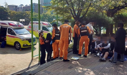 수원 고교서 독성물질 포르말린 누출…850여명 대피