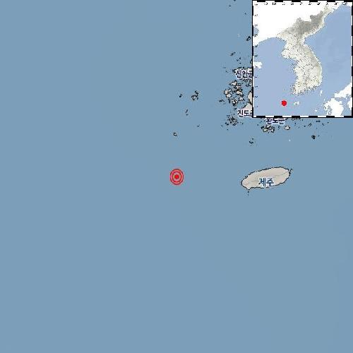 기상청 "제주시 서쪽 130㎞ 해역서 규모 2.2 지진 발생"