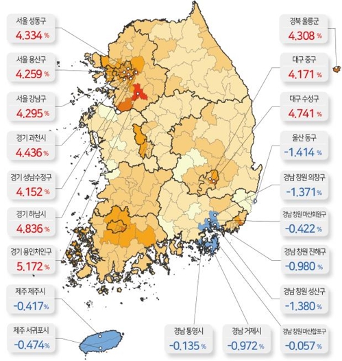 올해 땅값 상승률 세종 3.96% 1위…서울은 3.78% 올라