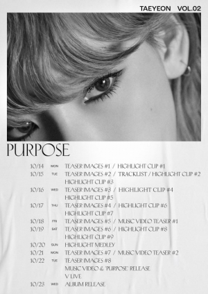 태연, 정규 2집 &#39;Purpose&#39; 스케줄 포스터 화제