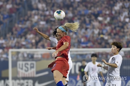 한국 여자축구, 세계최강 미국과 평가전 1차전서 0-2 패배