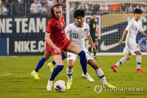 한국 여자축구, 세계최강 미국과 평가전 1차전서 0-2 패배