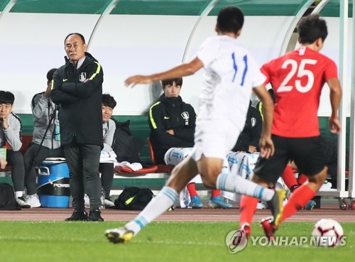 역전승에도 담담한 김학범 감독 "내용 만족스럽지 못해"