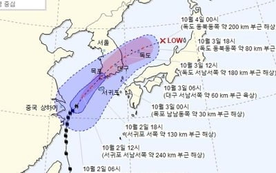 태풍 '미탁' 오늘 밤 12시 전남 해안 상륙…내일 낮 동해로