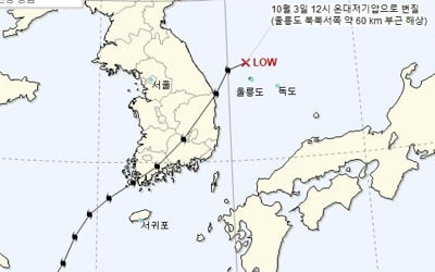 태풍 '미탁' 울릉도 부근서 소멸…"동해안 5일까지 높은 파도"