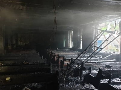 경남 마산 교회 불로 예배당 전소…인명피해 無