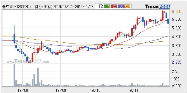 솔트웍스, 전일대비 -10.68% 장중 하락세... 외국인 684주 순매수