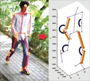 피의자의 걸음걸이를 분석한 컴퓨터 화면.  경찰청 제공 