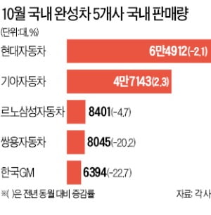 국내 완성차 5社, 수출·내수 '동반 후진'