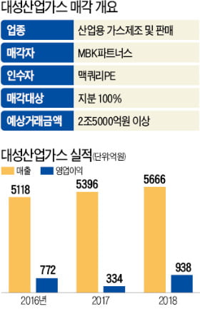 [단독] 2.5조 대성산업가스, 맥쿼리PE에 팔릴 듯