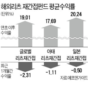 해외리츠 재간접펀드 수익률 '주춤'