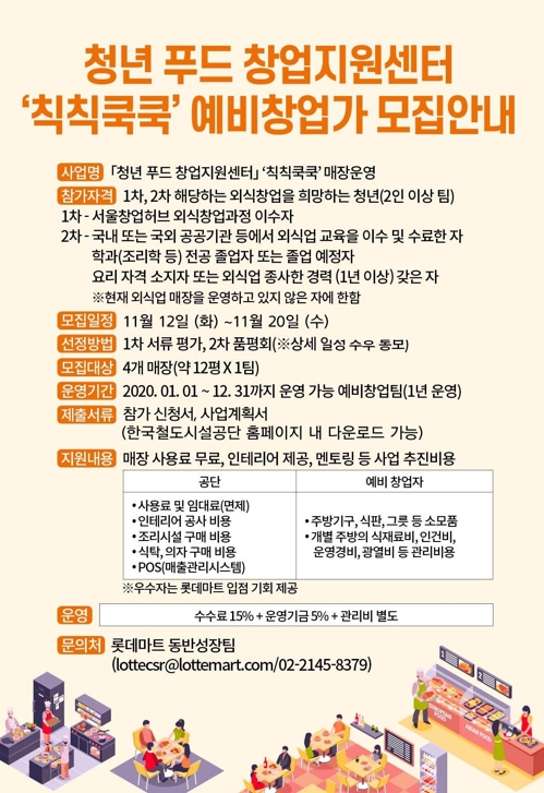 롯데마트, 예비창업가에 식당운영 기회 '칙칙쿡쿡' 참여자 모집