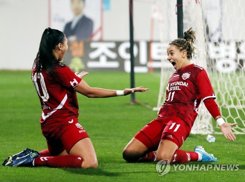 현대제철, 여자축구 WK리그 통합 7연패…결승골 따이스 MVP(종합)