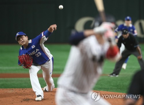 '한일전 깜짝 선발' 이승호, 호된 신고식…2이닝 6실점