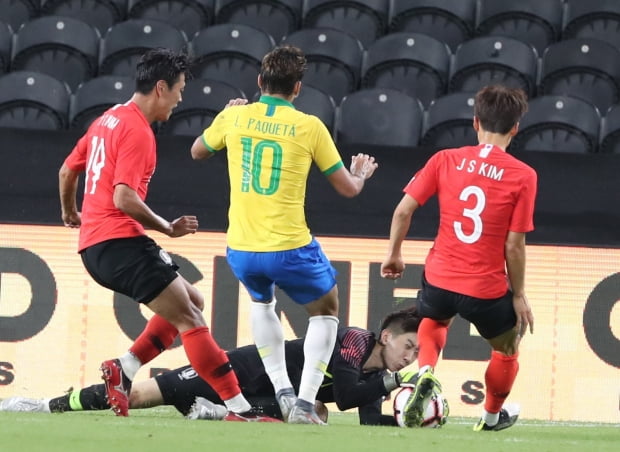 한국, '남미 최강' 브라질 상대로 3-0 완패…3경기 연속 무득점 /사진=연합뉴스