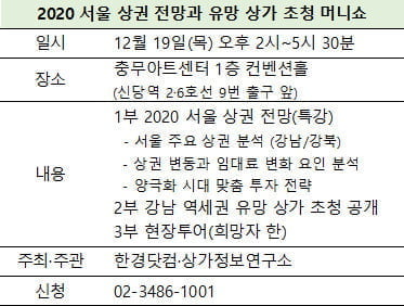 [한경부동산] 2020 서울 유망 상가 초청 머니쇼…19일 개최