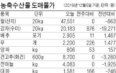 배추·무 등 채소값 안정