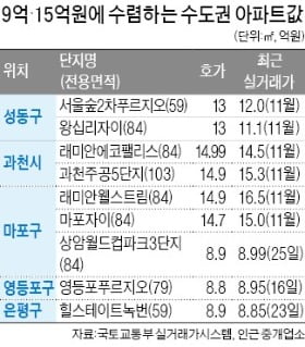 중저가 '풍선효과'…9억·15억으로 향하는 집값