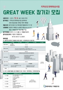 제주대, 'GREAT 인재양성 WEEK' 16~20일 개최···NCS대비반, 공공기관 직무반, 면접준비반 편성