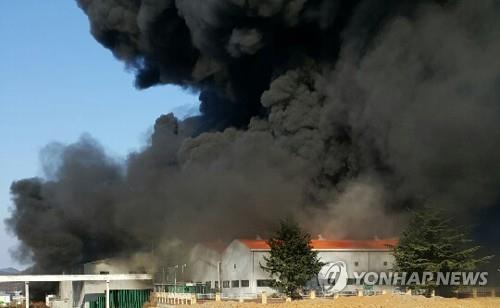 칠곡 팔레트 제조공장 화재 9시간여 만에 완전 진화