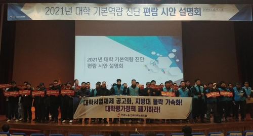 대학 구조조정 교육부 공청회, 교수·교직원 점거로 무산