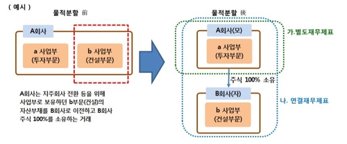 물적분할때 모기업 별도재무제표에 구분표시 불필요