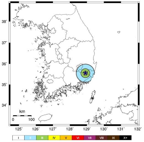 기상청 "경남 밀양 동북동쪽서 규모 3.5 지진 발생"