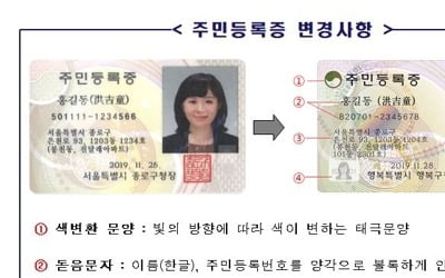 위·변조 방지기능 강화한 주민등록증 내년부터 도입