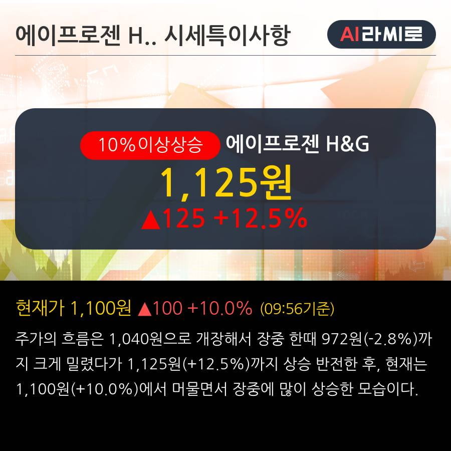 '에이프로젠 H&G' 10% 이상 상승, 단기·중기 이평선 정배열로 상승세